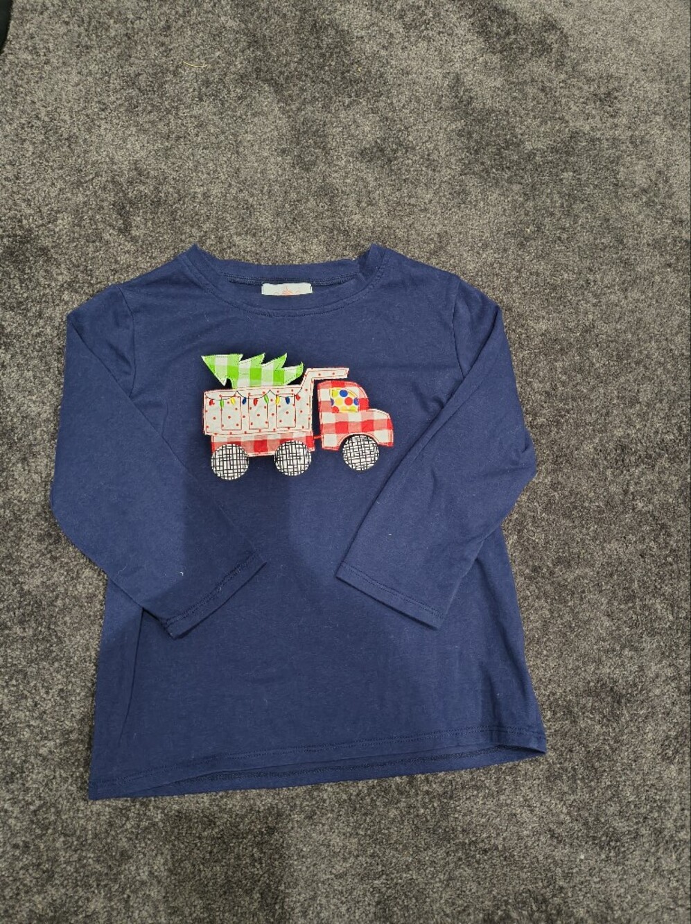 Ruffles Ribbons & Lace Navy Long Sleeve Tee with Colorful Truck Applique